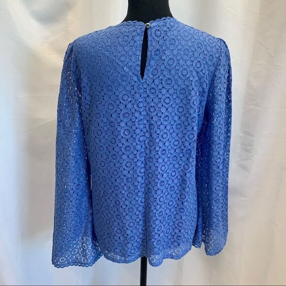 BANANA Republic blue lace top long sleeve Sz M - Picture 5 of 11